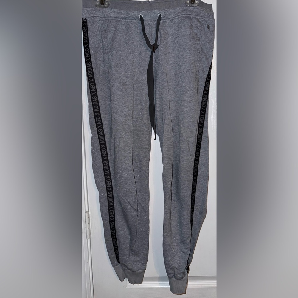 Adidas NEO Grey Logo Tape Joggers Size S